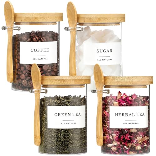 Loose Leaf Tea Storage Containers 16oz Airtight Coffee and Tea Jars