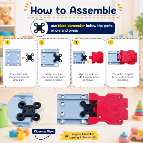 Image of WISHKEY Car Launcher Toys for Kids Parking Lot Toy for Kids 3+ Years, DIY Engineering Garage Playset with Die-Cast Car, Building Track, Launcher, Pretend Play Activity, Birthday Gift for Boys Red