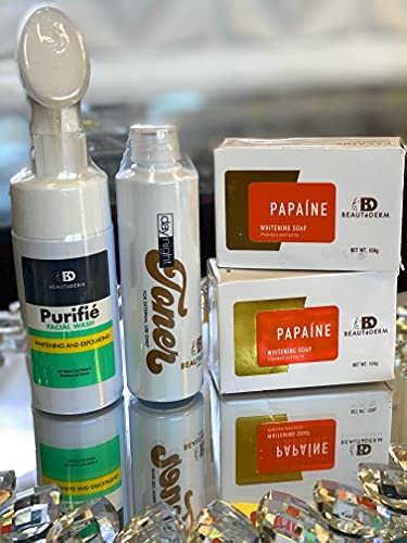 BEAUTE Facial Wash with Pump Brush, (2) Papaine Soap and Premium Size Toner 120ml
