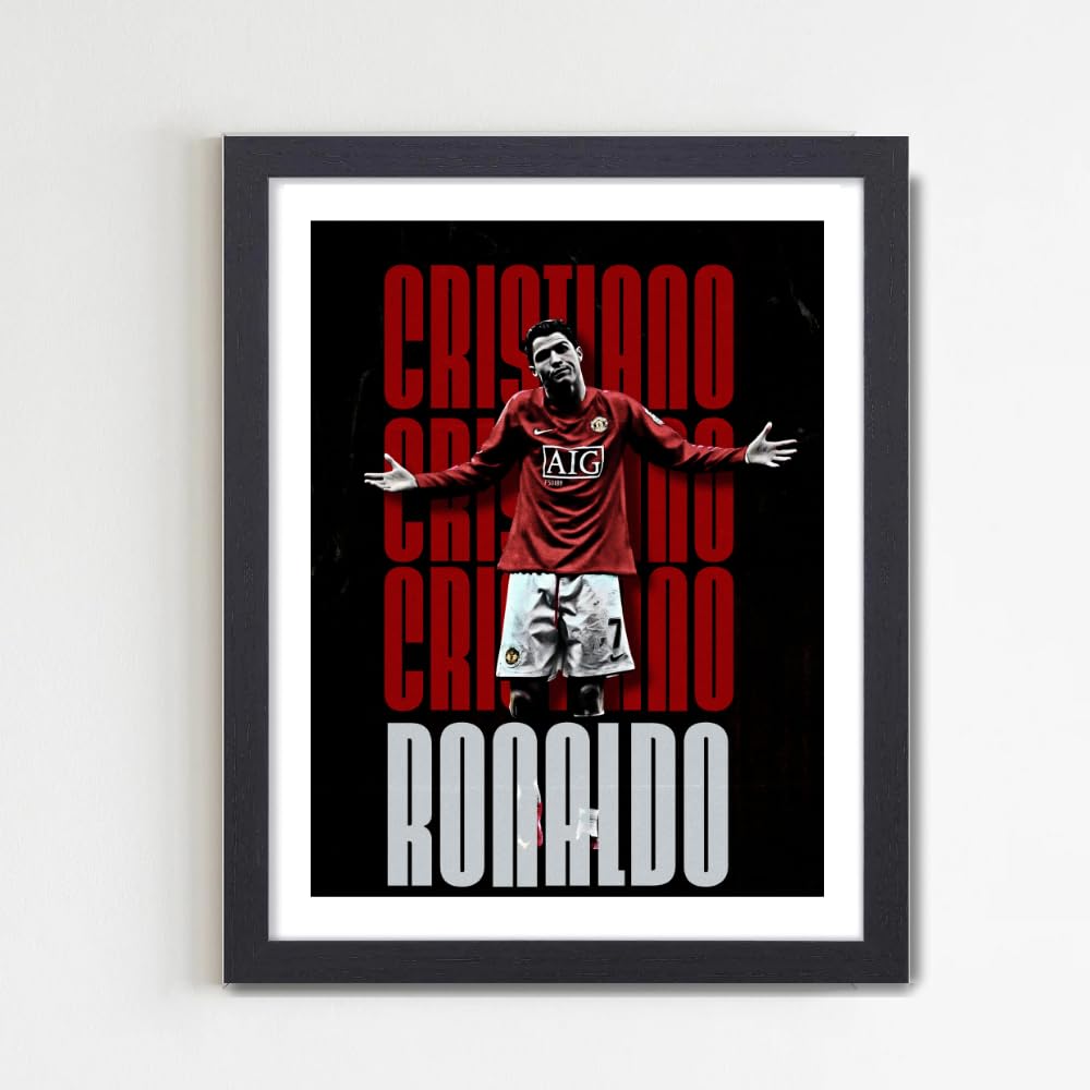 Good Hope Footballer Cristiano Ronaldo Poster Frame 10x13 Inch, Football Player Framed Posters, Players Motivational Poster Soccer Real Madrid Man utd juventus kids Bedroom living room Home Office gifts for Men wall decoration Photo Frames-image-21