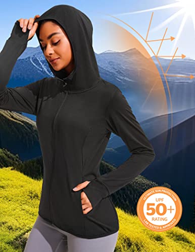 COOrun Women's UPF 50+ Sun Protection Hoodie Jackets Full Zip Long Sleeve Active Shirts Outdoor Hiking Running2