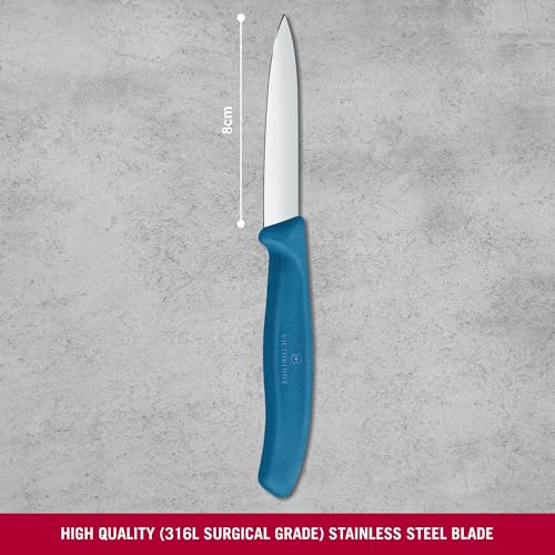 Image of Victorinox Swiss Made Stainless Steel Swiss Classic Paring Knife, Straight Edge, Kitchen Tool, Kitchen Item, 8 cm, Blue, 6.7602.C1