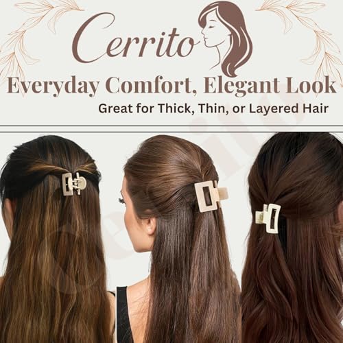 Image of Cerrito 12 Pcs Small Matte Hair Claw Clips for Women & Girls | Mini Clamps | Strong Hold NonSlip Clips for Thick & Thin Hair | Neutral Color | Durable Hair Accessories for Casual, Styling | Multicolor