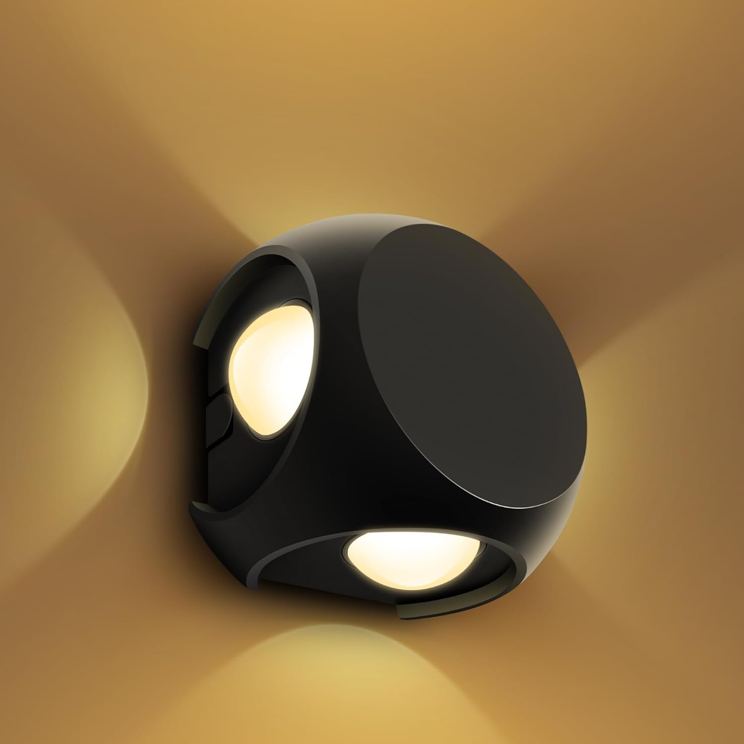 wipro Garnet 4 Watt 4 Ray Round Outdoor Wall Light for Home | 4 x 1W| IP65 LED Wall Light | Warm White, Yellow 2700K | Aluminium Housing |(Black Body, Pack of 1)-picture-23