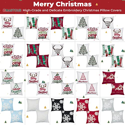 Embroidery Christmas Pillow Cover Set Of 2, Soft Canvas Christmas Pillow Cases, Cotton Linen Christmas Reindeer Throw Pillow Cover 18 X 18, Christmas Cushions Covers For Home Decoration #TOP5