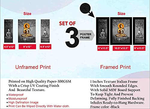 Image of SAF paintings Set of 3 Buddha modern art UV Textured Wall painting for Home Decoration Gift Item 13.5 inch X 22.5 inch SANFS31561