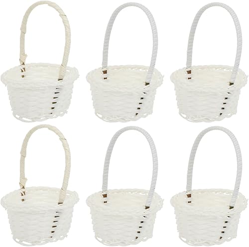 DOITOOL 6 mini cestas tejidas con asas, mini cesta de frutas y verduras para dulces, mini cesta de flores para decoración de bodas, fiestas,