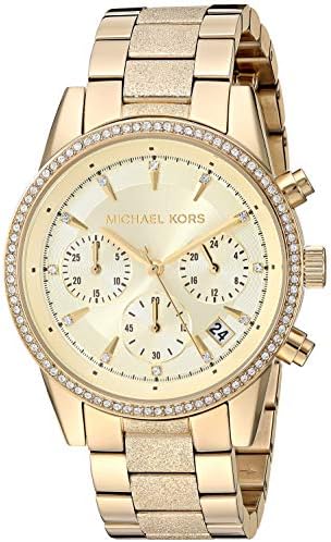 Michael Kors Women's Ritz Chronograph Gold Tone Stainless Steel Watch MK6597