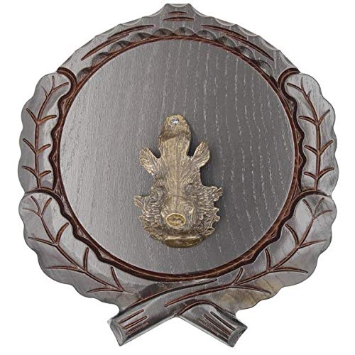 Placa de cuña tallada oscura AF 17,5 cm con 1 pieza de cabeza de cuña pequeña placa cuña, tabla de especias, cartel trofeo.