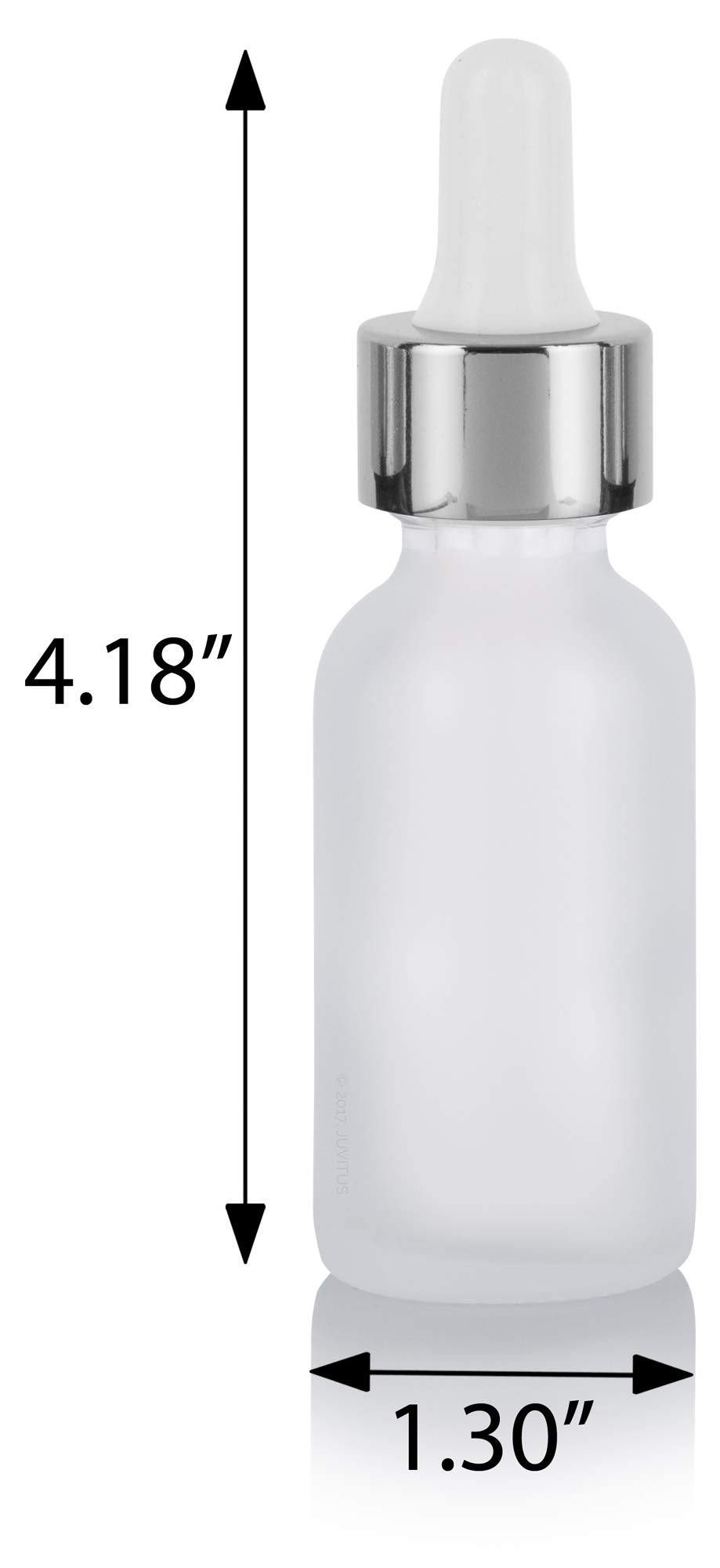 Boston runde Flasche mit silberfarbenem Metall und Glaspipette, 24 Stück, inklusive Trichter