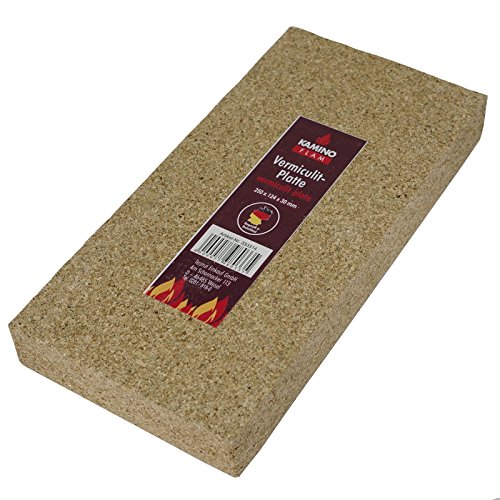 Kamino-Flam – Plancha de vermiculita, Placa protectora para chimenea, estufa, horno, Panel ignífugo de vermiculita – resistente a altas temperaturas hasta 1100°C, 25/12,4/3 cm