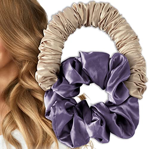ANCIRS Heatless Curls Curling Headband for Girls, Sleepytime Ponytail Overnight Hair Curler for Long Hair, No Heat Nighttime Lazy Scrunchie Hair Rollers Hairdresser Hair Band for Women- Purple