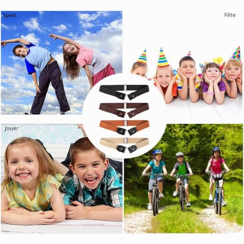 Neusid Lot de 4 ceintures sans boucle, ceinture élastique extensible pour enfants garçon fille - Ceinture réglable sans boucle invisible - Ceinture extensible en cuir pour enfants – vue 7