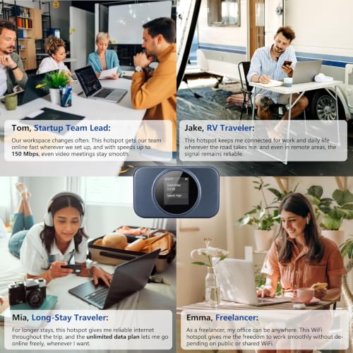 Image of Portable WiFi Hotspot - No SIM,10GB US Preloaded,Connect 8 Devices, Portable Internet Devices, for USA, Canada & Mexico, Mobile Pocket Hotspot Ultra Portable 4G LTE Travel Router