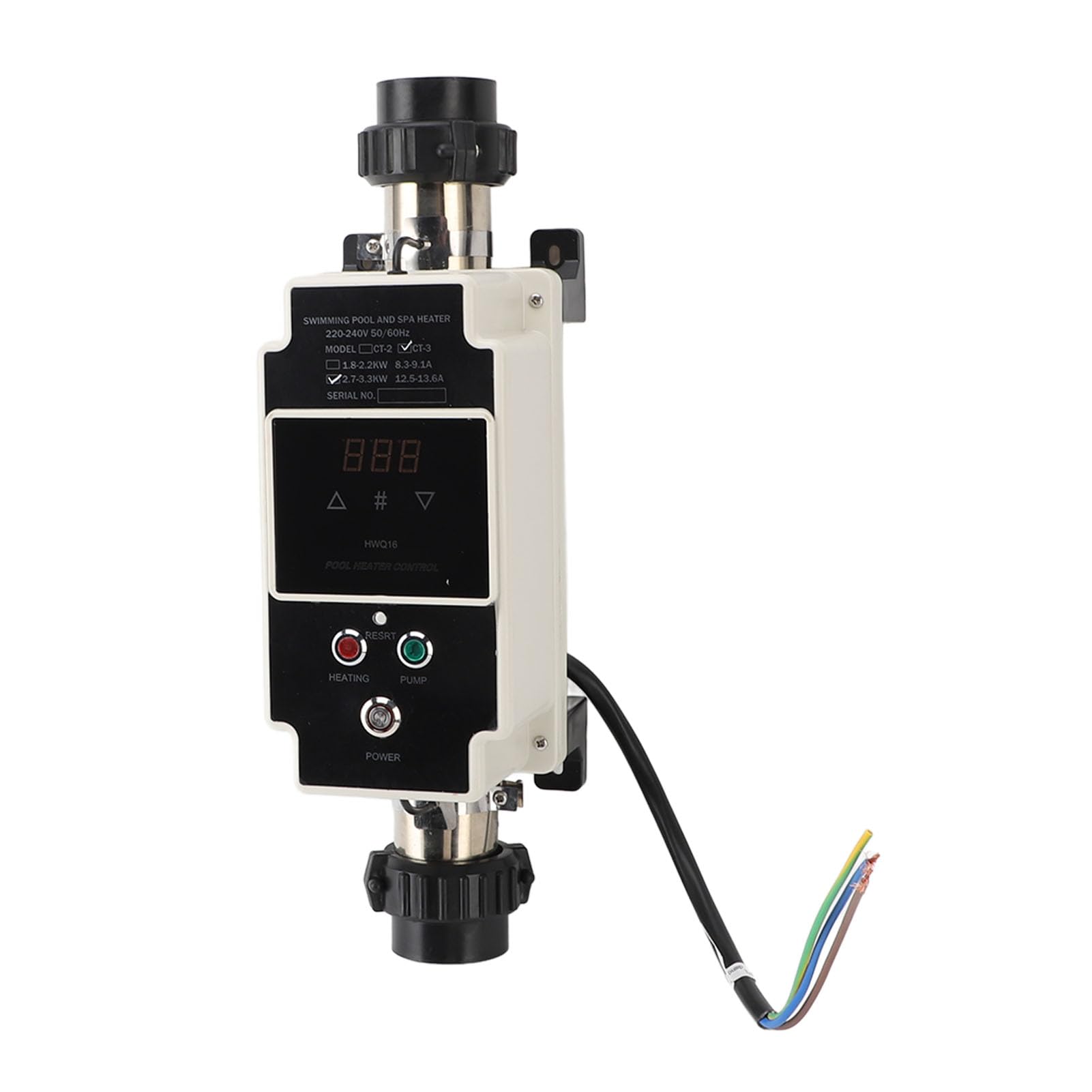 Calentador de Piscina de 2,7 a 3,3 KW, Calentador de Agua Eléctrico para Piscina, Termostato de Jacuzzi con Pantalla Digital para Bañera de Hidromasaje de 220 a 240 V