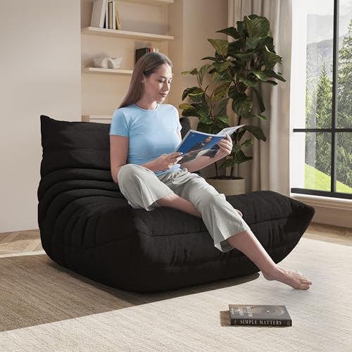 Image of Giant Bean Bag Chair for Adults,Comfy Lazy Fireside Accent Chair with Memory Foam,Cozy Single Floor Sofa Couch Boneless Chaise Lounge for Living Room Bedroom Gaming Room(1Seater)