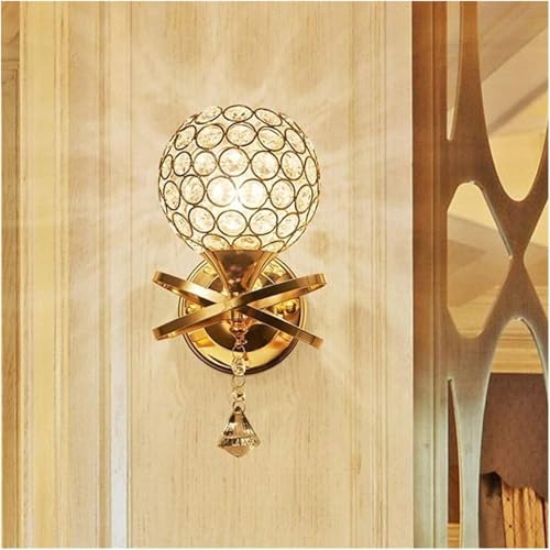 Image of Golden Luxury Modern Creative Crystal Led Wall Lamp for Living Room Bedroom Etc Home Decoration.
