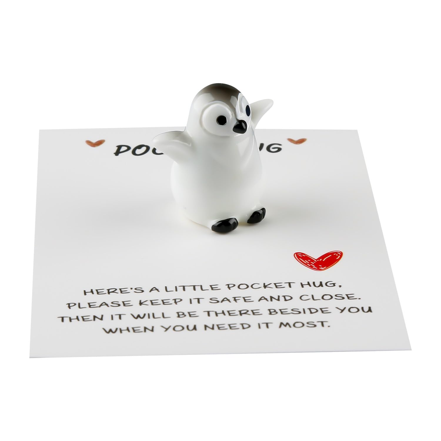 Wellrun Pocket Hug Penguin with Message Card,Cute Mini Penguin Keepsake Ornament,Small Emotional Support for Lovers,Family,Friends,Wedding,Birthday