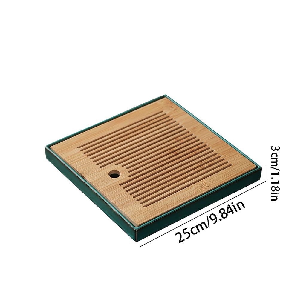 Bandeja para Servir té Bandeja Cuadrada de té seco de 25x25x3cm, diseño de Almacenamiento de Agua, decoración de Mesa de té for el hogar Bandeja de Mesa de Centro