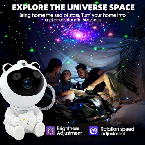 Sternenhimmel Projektor LED Astronaut Projektor Galaxy Nachtlicht mit Fernbedienung und Geschwindigkeit 360° Drehbarkeit Geschenke für Kinder und Erwachsene