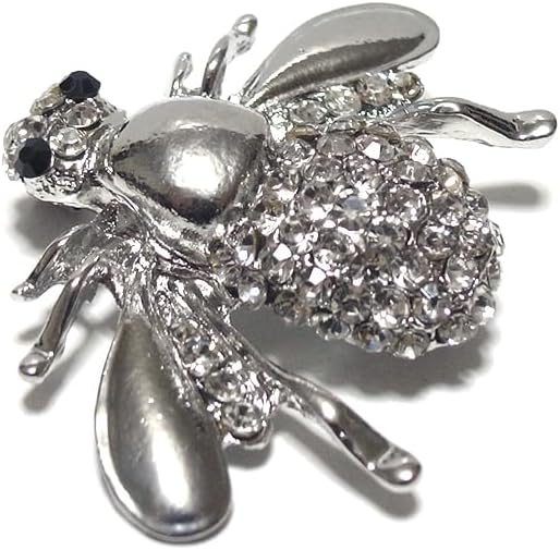 ブローチ ハチ 蜂 羽 昆虫 ラインストーン シルバー bro067 精巧な