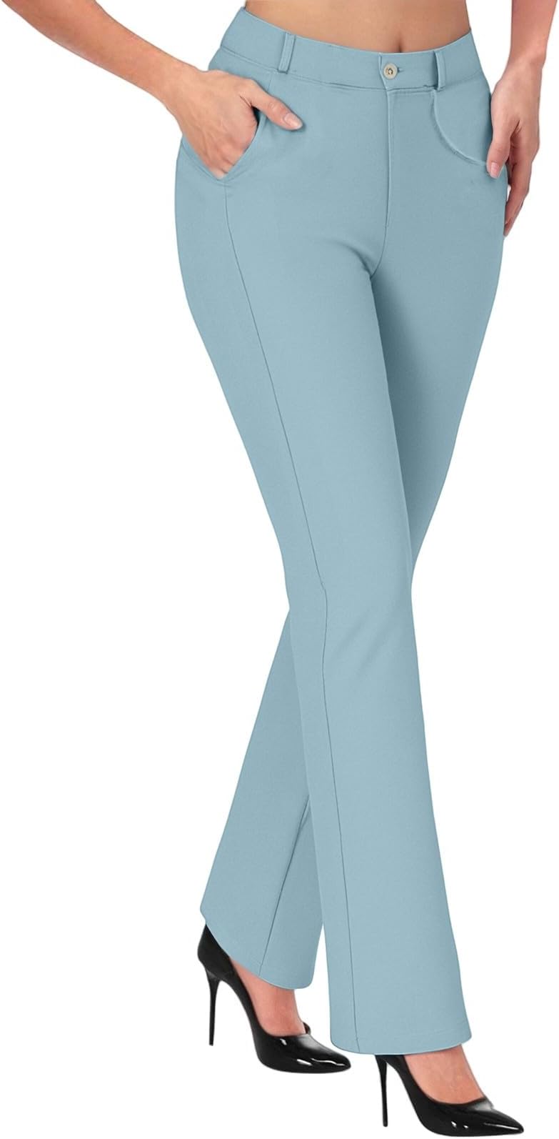 Dress Pants for Women High Waisted Flared Yoga Pants with Pockets Stretchy Business Casual Work Slacks Bootcut Trousers