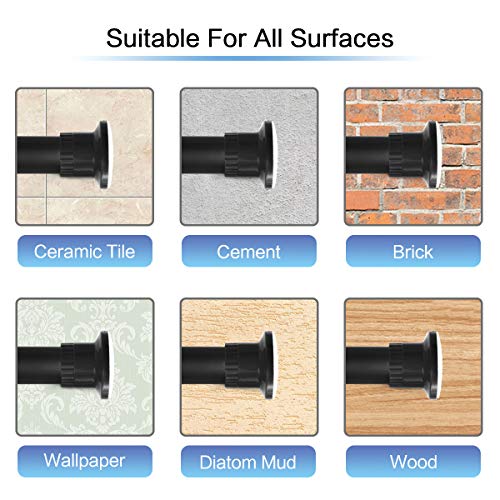 Dzhjkio Shower Curtain Rod Tension Rod Adjustable, No Drill Window Curtain Rod, Tension Curtain Rod Expandable Room Divider Blackout, Extra Long For Outdoor, Living Room - Black - 28-43 Inches #TOP2