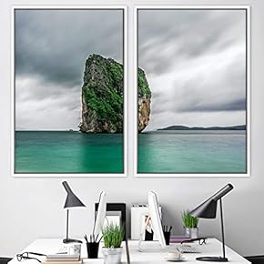 signwin 2 Piece Framed Canvas Wall Art Coastal...