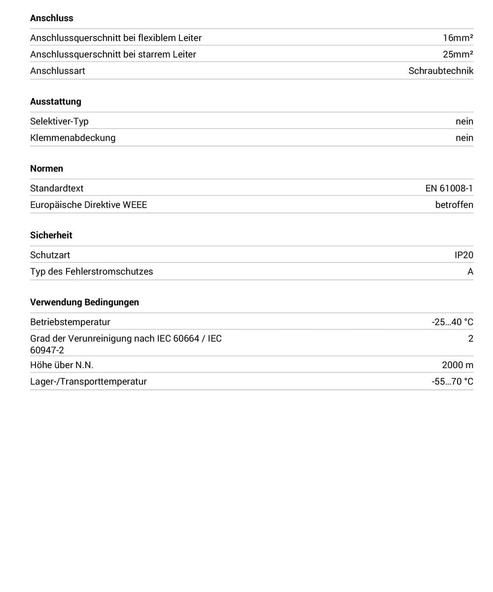Hager CDA225D Fehlerstromschutzschalter 25A 2-polig 6kA 30mA Typ A