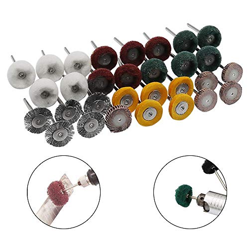 30 pezzi Ruota di Lucidatura,Mole per Pulitura,Pulizia della Giada in Metallo/Rimozione della Ruggine/Smerigliatura/Lucidatura/Taglio,Spazzole Strumento per Lucidare gli Accessori da 3 mm