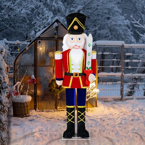 Nussknacker Figur 150 cm 25 COSTWAY Weihnachten Nussknacker Figur groß, beleuchtete...