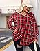 IN'VOLAN Womens Plus Size Flannel Plaid Shirt Roll Up Long Sleeve Mid-Long Button Down Shirts Casual Boyfriend Tops(18 Plus)