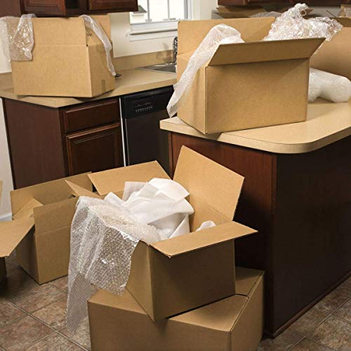 Bubble Cushioning Wrap Roll 2 Pack 3/16" Air Bubble 12 Inch X 74 Feet Total, Perforated Every 12 Inch With 20Pcs Fragile Stickers Packing Supplies For Heavy-Duty Moving Shipping #TOP5