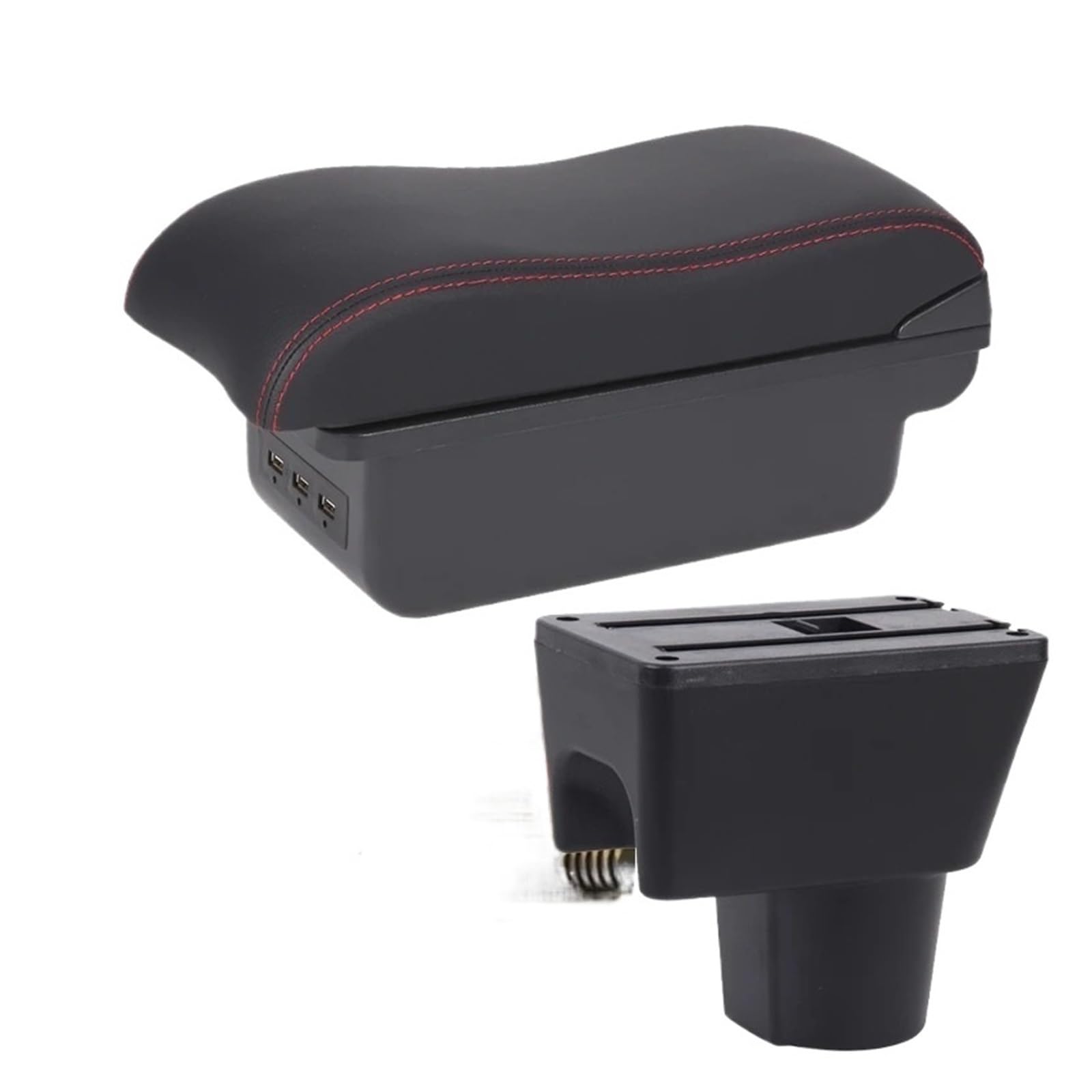 UMDJJU For Nissan For Terrano 3 2010-2018 Car Armrest Storage Box Accessories Interior Details Car Centre Console Armrest Box(B1 Black red 3USB)
