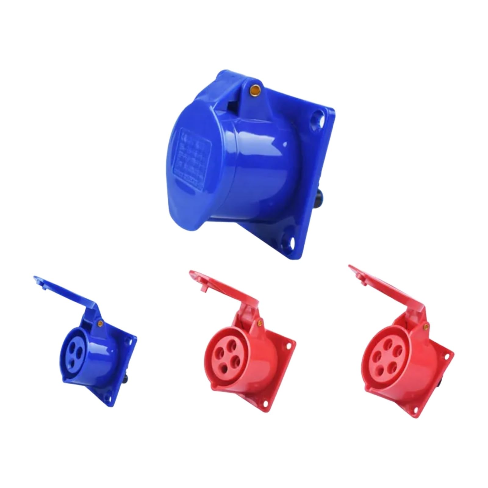 Conector industrial IP44 tipo pared con toma de 16A y 3P de alta seguridad