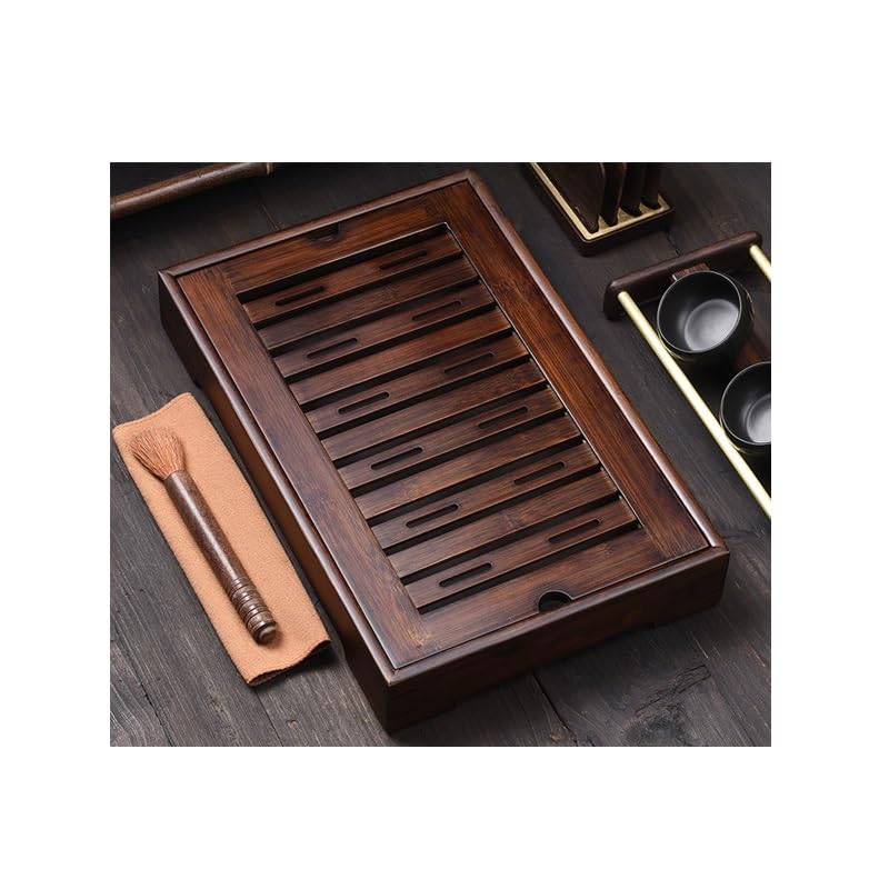 CKKNILV Tea Set Household Walnut Color Water Storage Tea Tray, Square Tea Tray Simple Home Tea Table Tea Tray Chinese Tea Set(L) ()