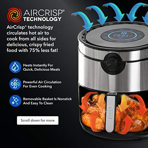 Dash AirCrisp® Pro Digital Air Fryer - Adjustable Temperature Control - Auto Shut-Off Feature & Multiple Presets - Removable Crisper Basket - 6 Quarts - Silver by DASH - Image 4