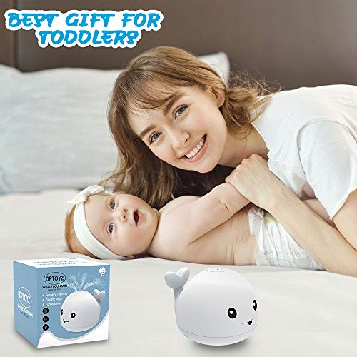 DPTOYZ Light Up Bath Toys, Baby Bathtub Toys Induction Whale Sprinkler Bath Toy with Seven Kinds of Flashing Light, Pool Bath Tub Toys for Toddlers 1,2,3 Years (White)