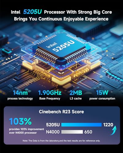 Image of Bmax B2 Power Mini PC, Intel 5205U, 8GB DDR4 RAM, 256GB NVMe SSD, Mini Desktop Computer Supports 4TB Storage & 64GB RAM, HDMI 1.4&DP 1.2, 4K Dual Display, 2.4G /5G WiFi, BT 5.0 for Home Office