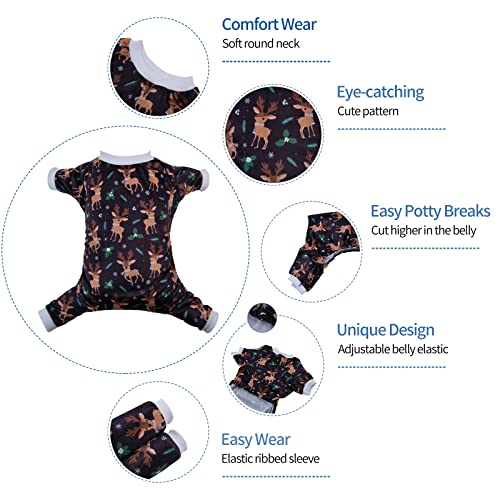 Image of CuteBone Soft & Stretchy Dog Christmas Pajamas - Cozy Pet Jammies Breathable Jumpsuit for Small Dogs - All-Season Comfy Outfit Easy-On Pullover Design - Keeps Pets Warm & Comfortable P256M