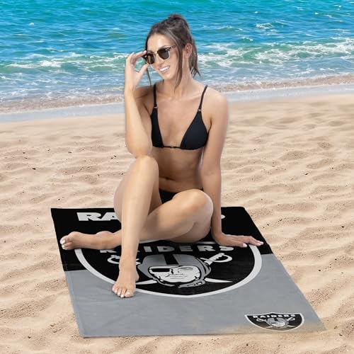 Image of Northwest NFL Las Vegas Raiders Microfiber Beach Towel, 30 x 60 Inches - Quick Dry, Sand Resistant, Lightweight, Highly Absorbent, Incisor Design