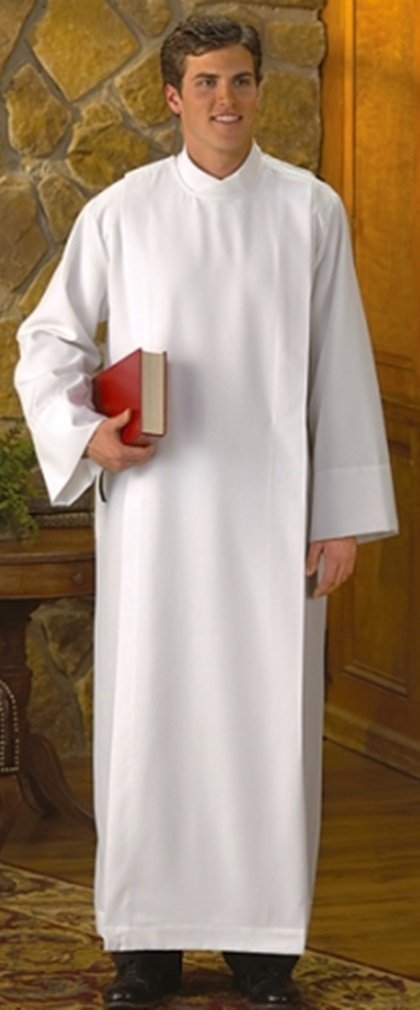R.J Toomey White Polyester Front Wrap Clergy ALB (Small)