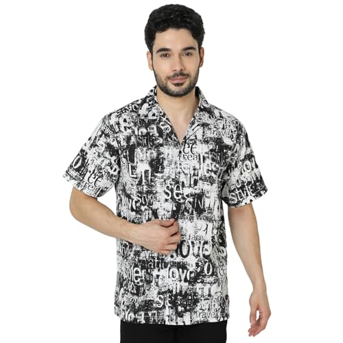 Image of Spykar Men's Relaxed Fit N /A Half Sleeve Printed Casual Shirts