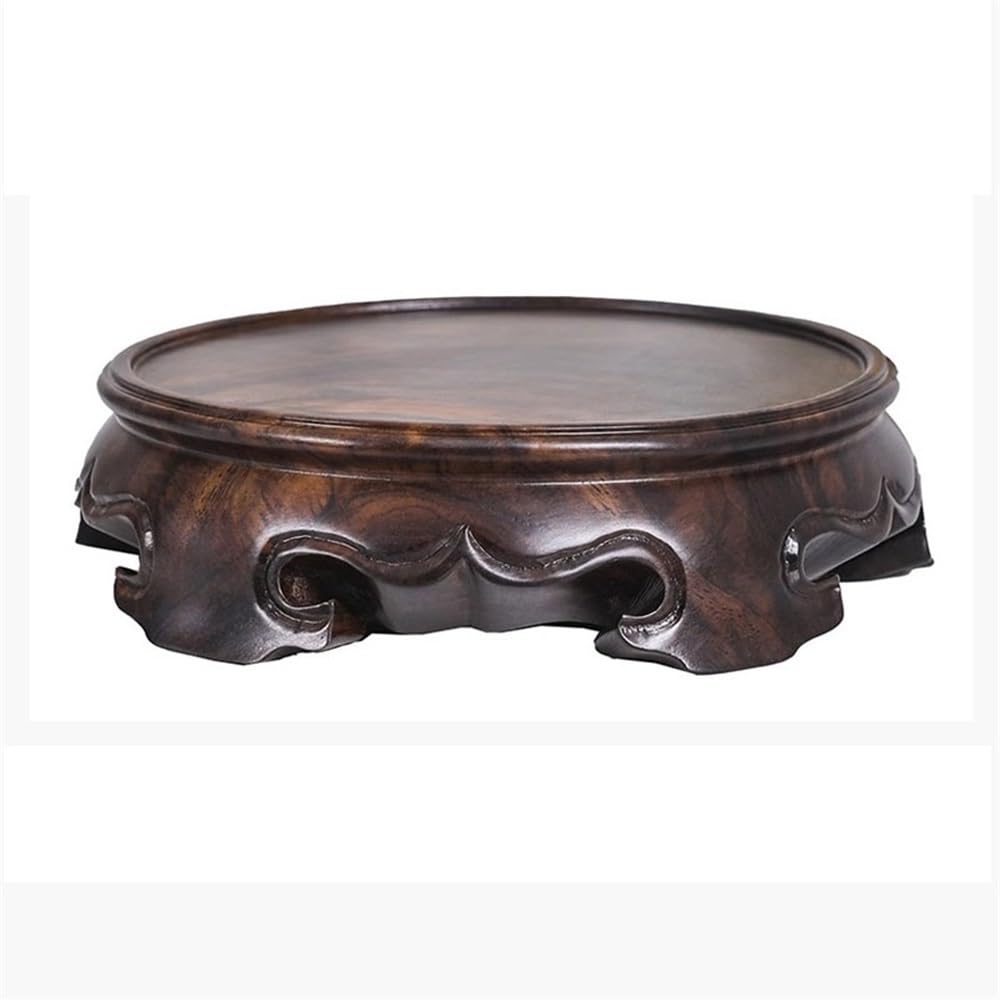 V2t9R4m7 Bonsai pot stand Plant Stand Bonsai Ebony Display Base, Round Wood Carving Handicraft Ornament Bonsai display stand(Large)
