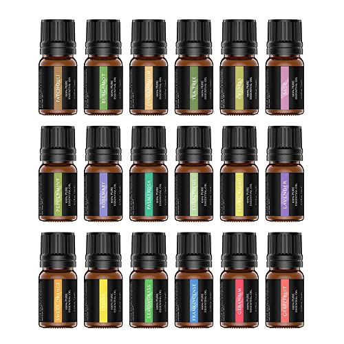 Essential Oils Set 18*5 mL Upgraded Gift Set Pure & Therapeutic Grade for Home Family Car and Office