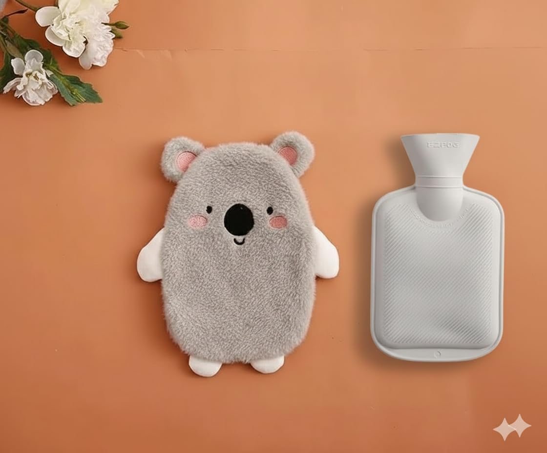 YBN Cute Bunny Hot Water Bottle | Periods Cramps Relief Hot Waterbag | Soft Stuffed Plush Teddy Bear Hot Water Bag | Reusable, Comfort, Warm Bag for Back, Neck, & Abdominal Pain -30 CM (Grey)-image-25