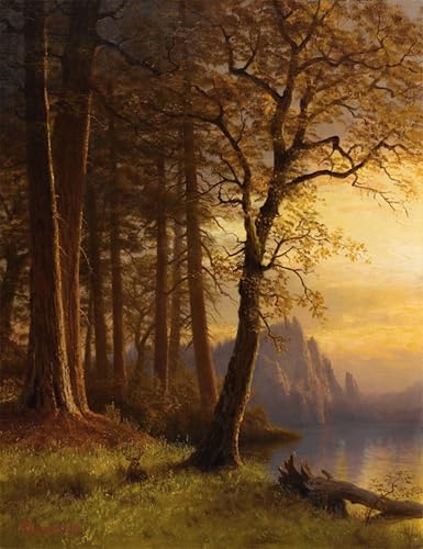 Toile murale Yosemite Albert Bierstadt déco chambre tableau nature coucher de soleil 60x90cm
