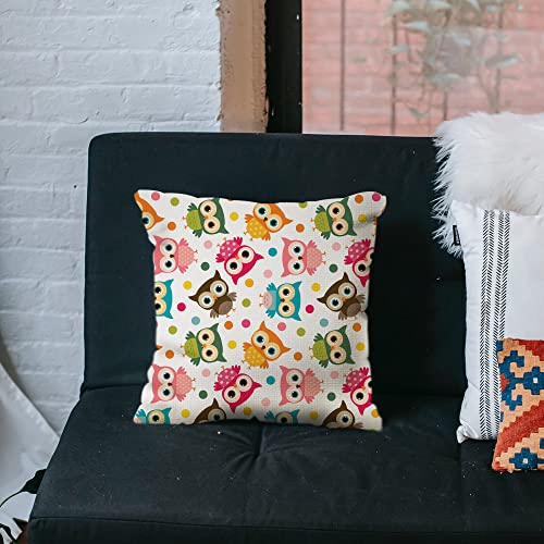 Yggqf Throw Pillow Cover Colorful Owl Polka Dot Animal Face Home Decor Pillowcase For Sofa 18X18 Inches #TOP3