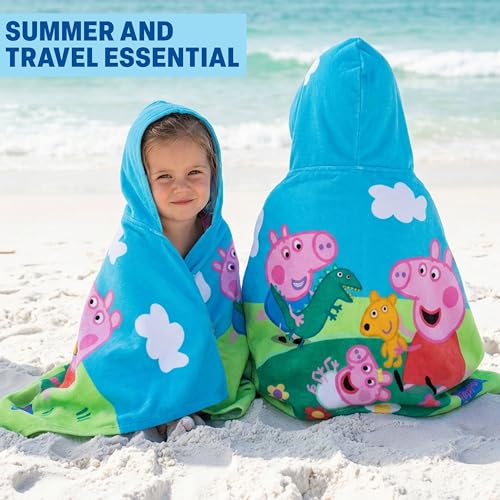Image of Get Trend Peppa Pig Bath Towels with Hood for Girls, Soft Absorbent Cotton Beach Towel, Swimming Pool Hooded Poncho, Shower Bath Travel Cozy for Girls Ages 2-6 (Multi Peppa)
