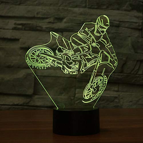 Lámpara de mesa ilusión 3D motocross con 7 colores miniatura 4
